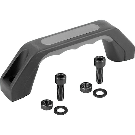 Kipp Pull Handle W Soft Inner Face A=150 L=178, H=53, Plastic Blk, Comp:Elast. Natural Rubber Comp:Gray,  K0171.515008